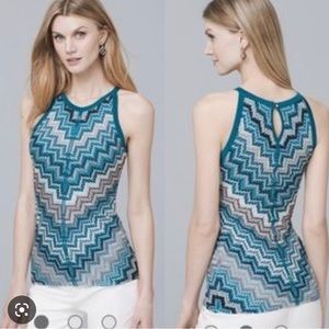 WHBM Teal Chevron Knit Halter Top M